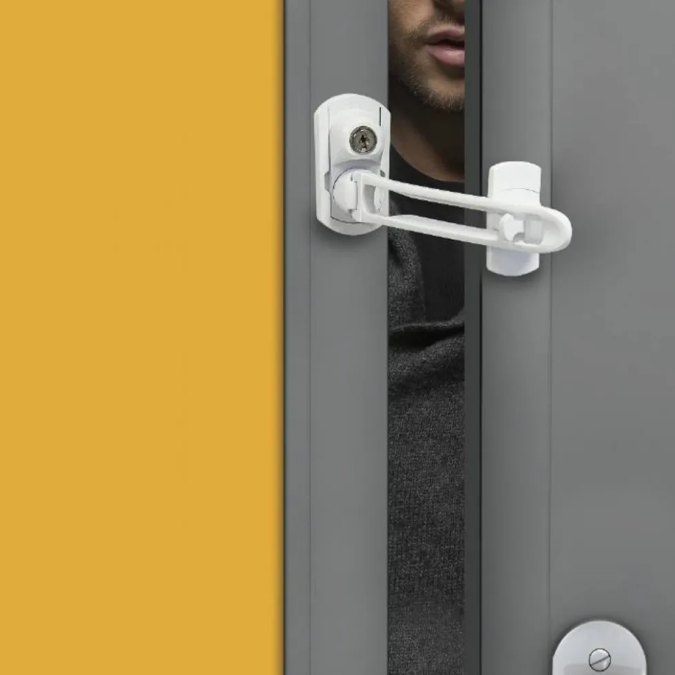 Entrebâilleur rigide déverrouillable de porte - Vigilok - Blanc SOCONA
