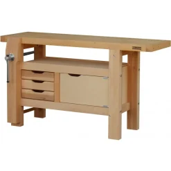 Etabli bois - professionnel - 1,50 m - caisson 3 tiroirs - 1 porte OUTIFRANCE