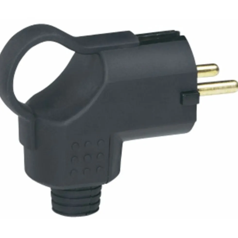 Fiche électrique mâle coudée caoutchouc 16A 2P+T 50252 LEGRAND