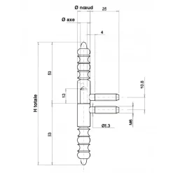 Fiche - portes bois - nœuds à vases - vieux bronze - 13 mm BROS