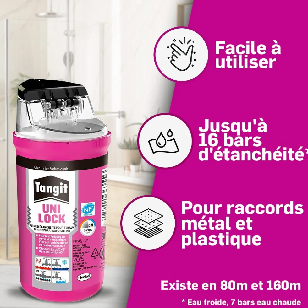 Fil d'étanchéité - nylon imprégné de silicone - Uni-lock HENKEL