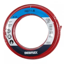 Fil rigide HO7V-R - 6 mm² - Rouge - Bobine de 5 ou 10 mètres DEBFLEX