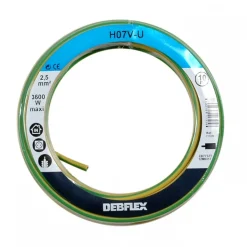 Fil rigide HO7V-U - 2,5 mm² - Jaune et Vert DEBFLEX