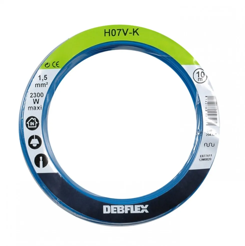 Fil souple HO7V-K - 1,5 mm² - 10 m - Bleu DEBFLEX