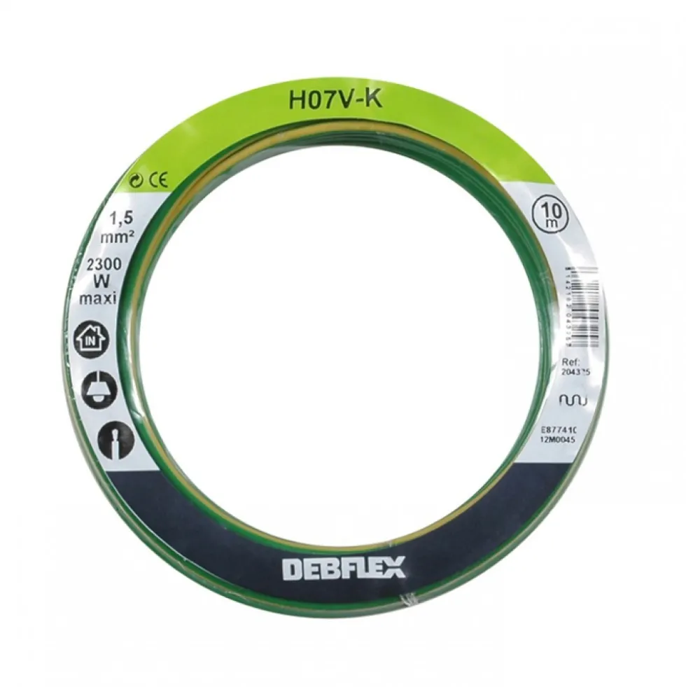 Fil souple HO7V-K - 1,5 mm² - 10 m - Jaune et Vert DEBFLEX