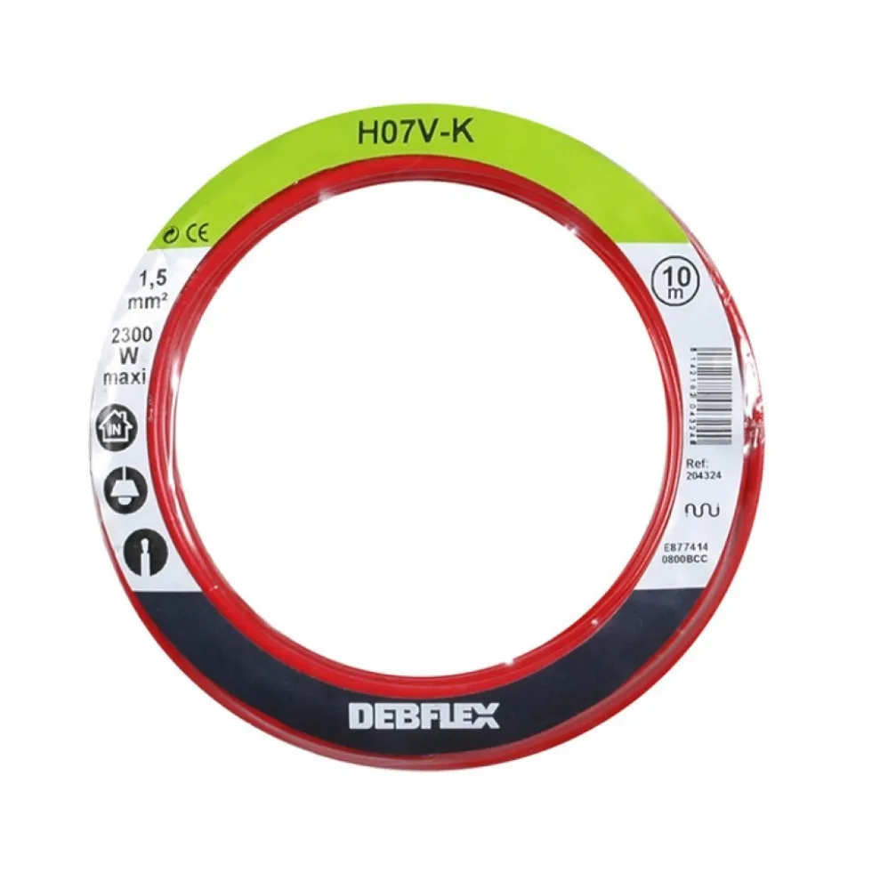 Fil souple HO7V-K - 1,5 mm² - 10 m - Rouge DEBFLEX