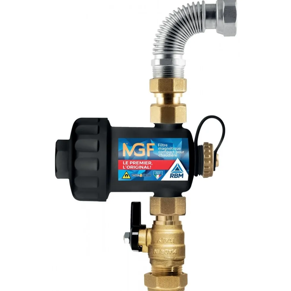 Filtre séparateur magnétique compact MGF 3/4" sous chaudière murale RBM