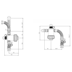 Filtre séparateur magnétique compact MGF Ø22 mm sous chaudière murale RBM