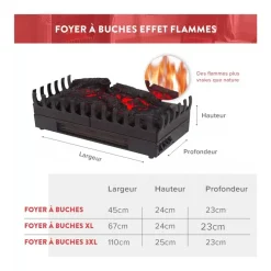 Foyer à bûches - effet feu de bois et flammes - 3XL - 2000W CHEMIN' ARTE