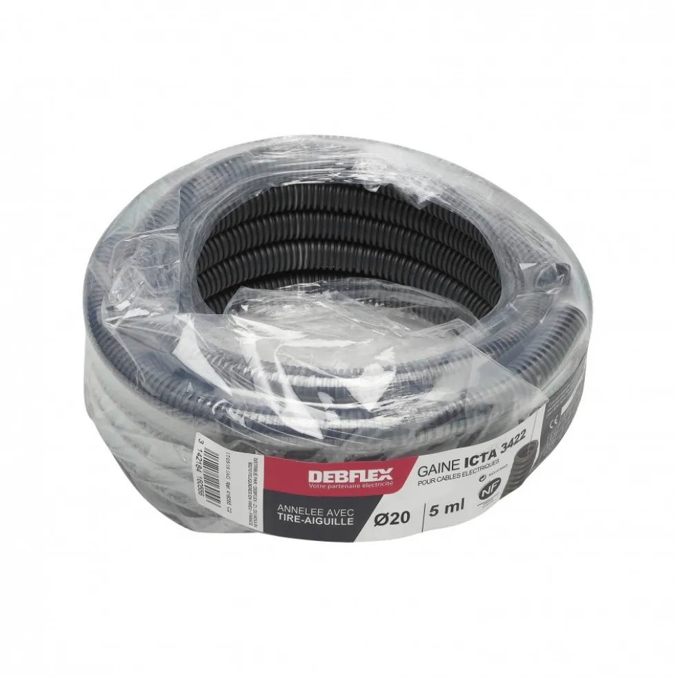 Gaine électrique ICTA - diamètre 20 mm - bobine de 5 à 100 m - gris DEBFLEX