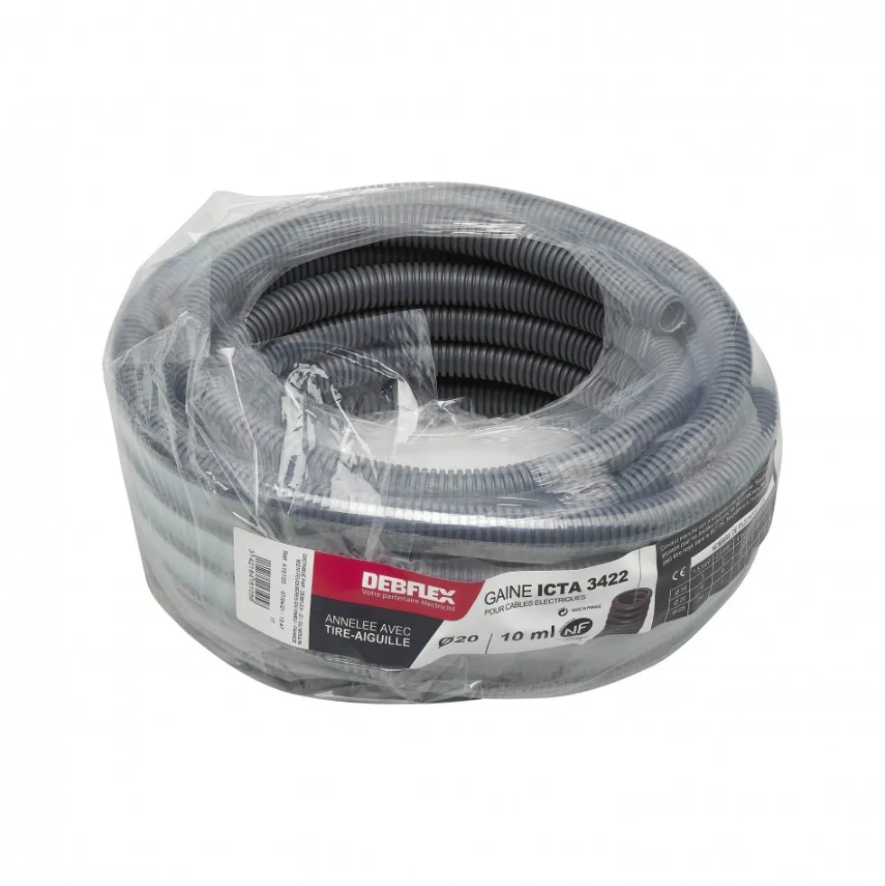 Gaine électrique ICTA - diamètre 20 mm - bobine de 5 à 100 m - gris DEBFLEX