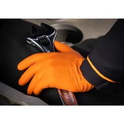 Gant en nitrile Herkul Grip orange extra strong - jetable - par 100 Herkul