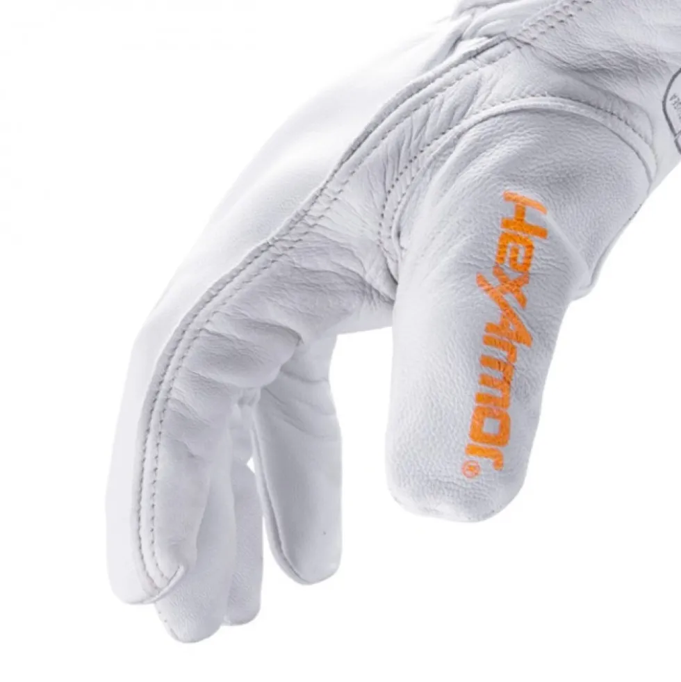 Gants anticoupure en cuir blanc HexArmor Chrome SLT 4061 - niveau E HexArmor