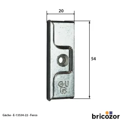 Gâche de galet E-13534-22 pour menuiserie pvc FERCO