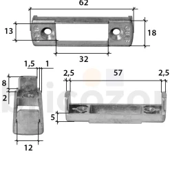 Gâche de pêne - pour serrure à barillet à larder - menuiserie PVC FERCO