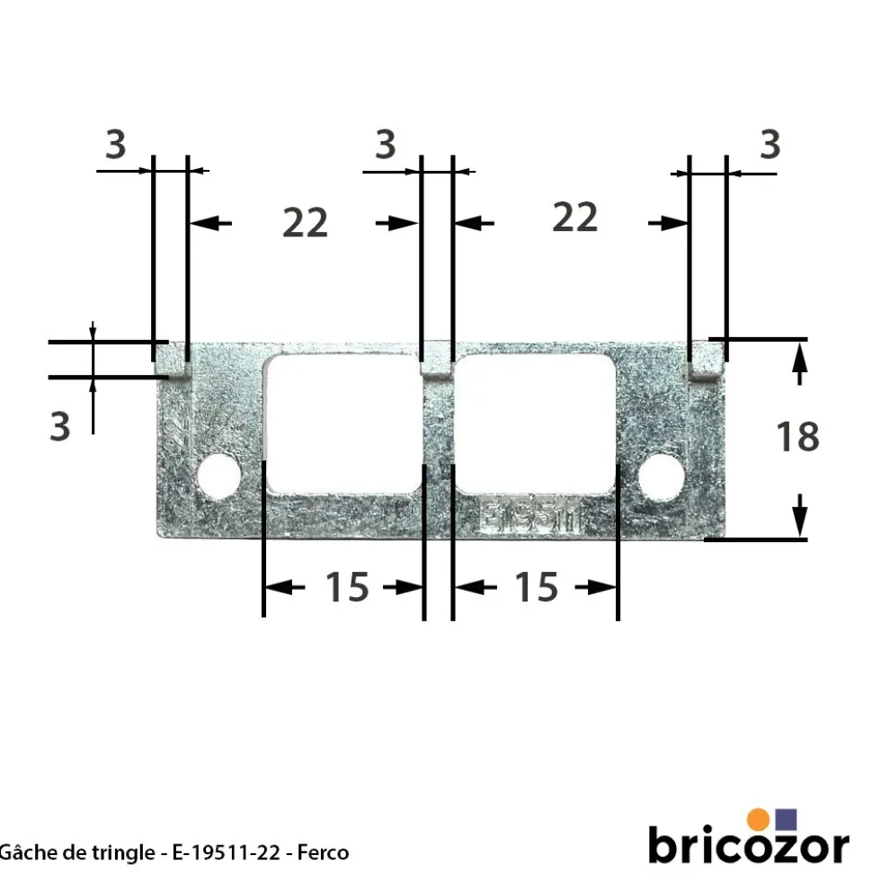 Gâche de tringle pour menuiserie PVC - E-19511-22-0-1 FERCO