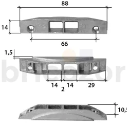 Gâche de tringle à toupiller - têtière 16 mm - 0-0321-00 FERCO
