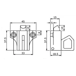 Gâche en aluminium anodisé argent - Type 917 ARGENTA