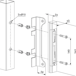 Gâche à encastrer en inox pour serrure Fortylock - profils carrés LOCINOX
