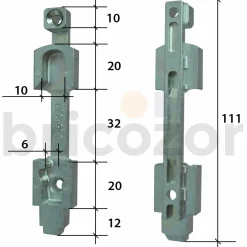 Gâche inférieure - ferrure oscillo-battante bois - M6/12 - UF8-974 FERCO
