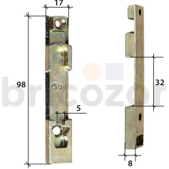 Gâche inférieure - pour ferrure oscillo-battante bois - M6/12 FERCO