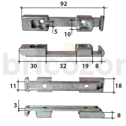 Gâche inférieure - pour oscillo-battant PVC - 8-00961-00 FERCO