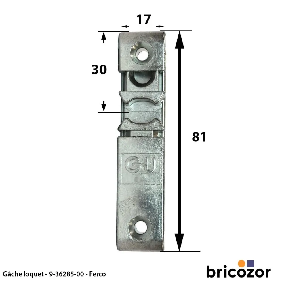 Gâche loquet 9-36285 - pour vantail semi-fixe FERCO