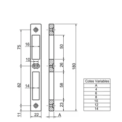 Gâche plate aluminium pour serrure à pêne dormant et 1/2 tour - 31 MÉTALUX