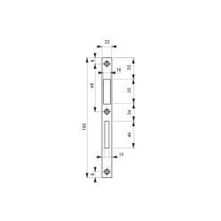 Gâche plate - en inox - menuiserie métallique - 160 x 22 mm FTH THIRARD