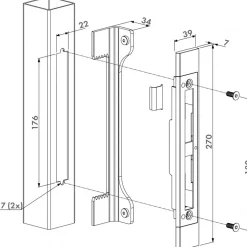 Gâche plate réglable en inox à encastrer pour profil de 40 mm - SFKU LOCINOX