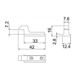 Gâche 2263 pour fermetures encastrées série 6790 pour coulissant aluminium LA CROISÉE DS
