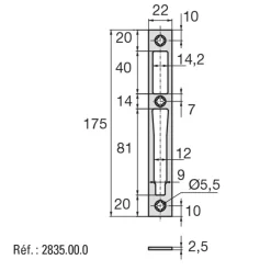 Gâche 2835 pour serrures Stremler 6000 ASSA ABLOY