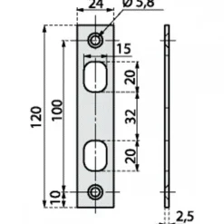 Gâches 2843 en inox pour serrures 3 points 6270 et 6470 ASSA ABLOY