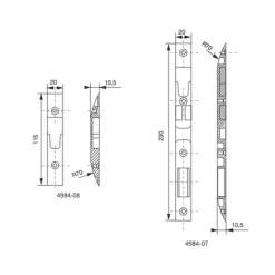Gâches universelles - pour serrure Vachette 20215 RB - 120 VACHETTE
