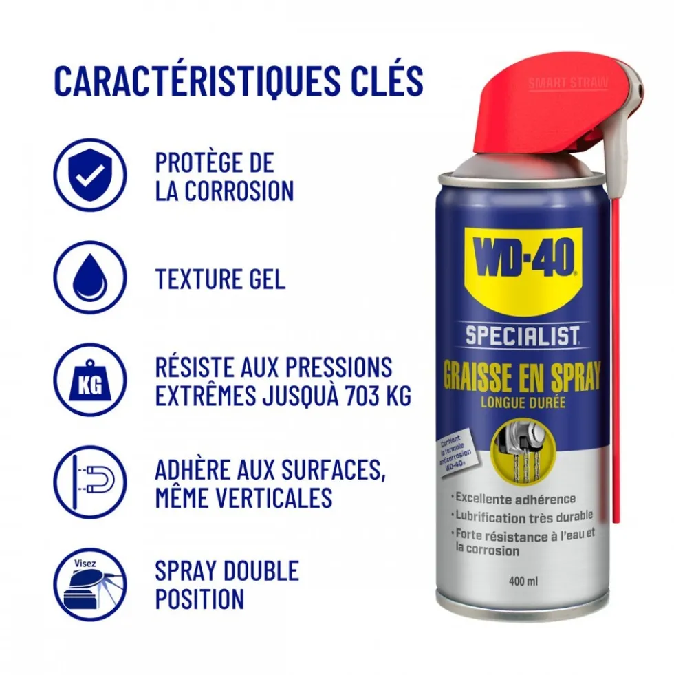 Graisse multifonction longue durée WD-40 Specialist® - aérosol 400 ml WD40