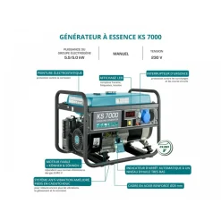 Groupe électrogène à essence - démarrage manuel - 5,5 kW - 230V KONNER & SOHNEN