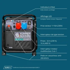 Groupe électrogène Inverter à essence/gaz - 8,5 kW - 230/400V - KS 8100iEG 1/3 KONNER & SOHNEN
