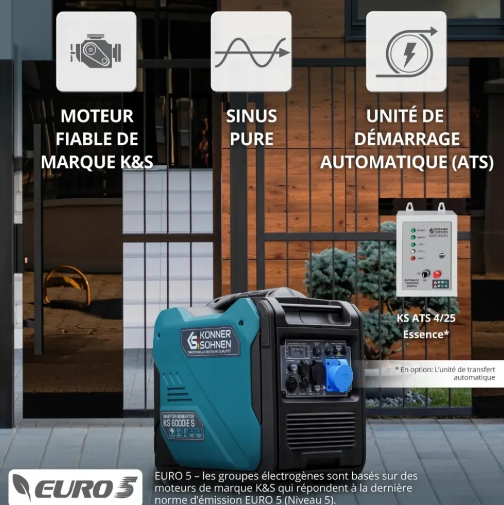 Groupe électrogène/onduleur - 5,5 kW - 230V - KS 6000iE S KONNER & SOHNEN