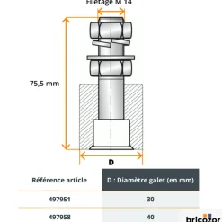 Guide haut sur tige filetée 243 pour portail coulissant COMUNELLO