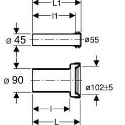 Jeu de manchettes pour cuvette suspendue - longueur 185 mm GEBERIT