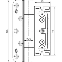Jeu de 3 paumelles réglables menuiserie bois BAKA Protect 4030 3D FD MSTS SIMONSWERK