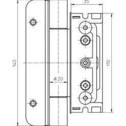 Jeu de 3 paumelles réglables menuiserie bois BAKA Protect 4030 3D FD MSTS SIMONSWERK