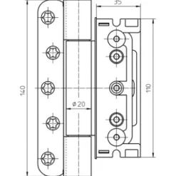 Jeu de 3 paumelles réglables menuiserie bois BAKA Protect 4020 3D MSTS SIMONSWERK