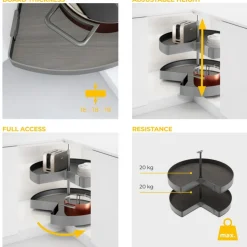 Jeu de plateaux tournants 3/4 anthracite Harmony - module 800 mm EMUCA