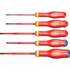 Jeu de 5 tournevis slim isolés empreinte fente et pozidriv - ATD.J5TVE FACOM