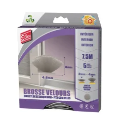 Joint adhésif brosse velours pour portes de placard - longueur 7,5 m ELLEN