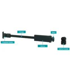 Kit complet arrêt de volet Ellipse® noir avec cale, poignée et tringle 460 mm TORBEL