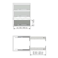 Kit côtés de tiroir + coulisses - hauteur 175 mm - anthracite MENAGE CONFORT