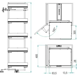 Kit de colonne extractible 860 - 5 paniers Ikona INOXA