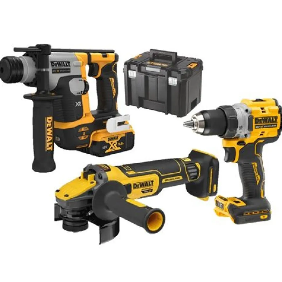 Kit 3 outils XR 18V 5Ah Li-Ion Brushless + 2 batteries 5Ah + 1 chargeur + 1 coffret TSTAK - DCK355P2T-QW DEWALT